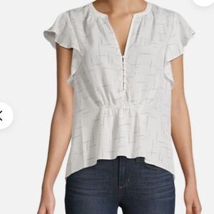NWOT JOIE Crisbell Flutter Sleeve Blouse, Sz Small
